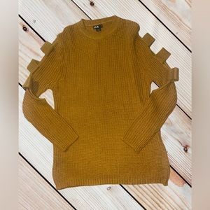 Mustard Gold Cut Out Sleeve Sweater